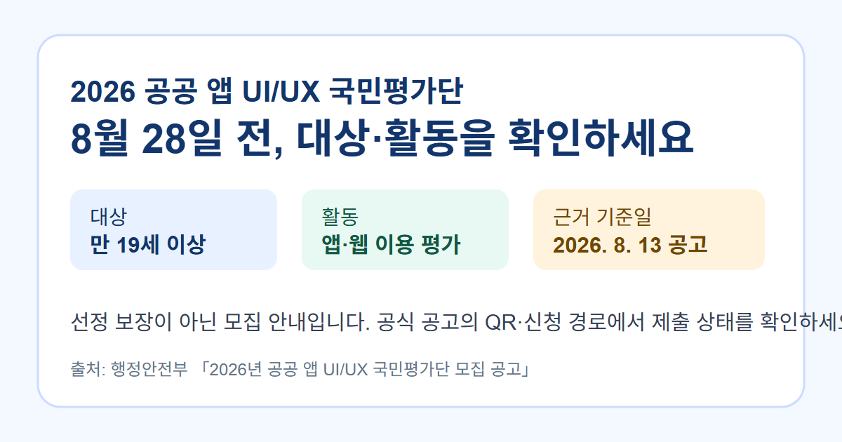 2026 공공 앱 UI UX 국민평가단 핵심 안내