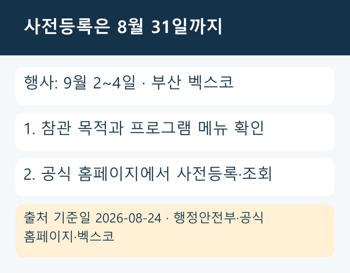 2026 안전산업박람회 사전등록 마감과 행사 일정을 정리한 인포그래픽